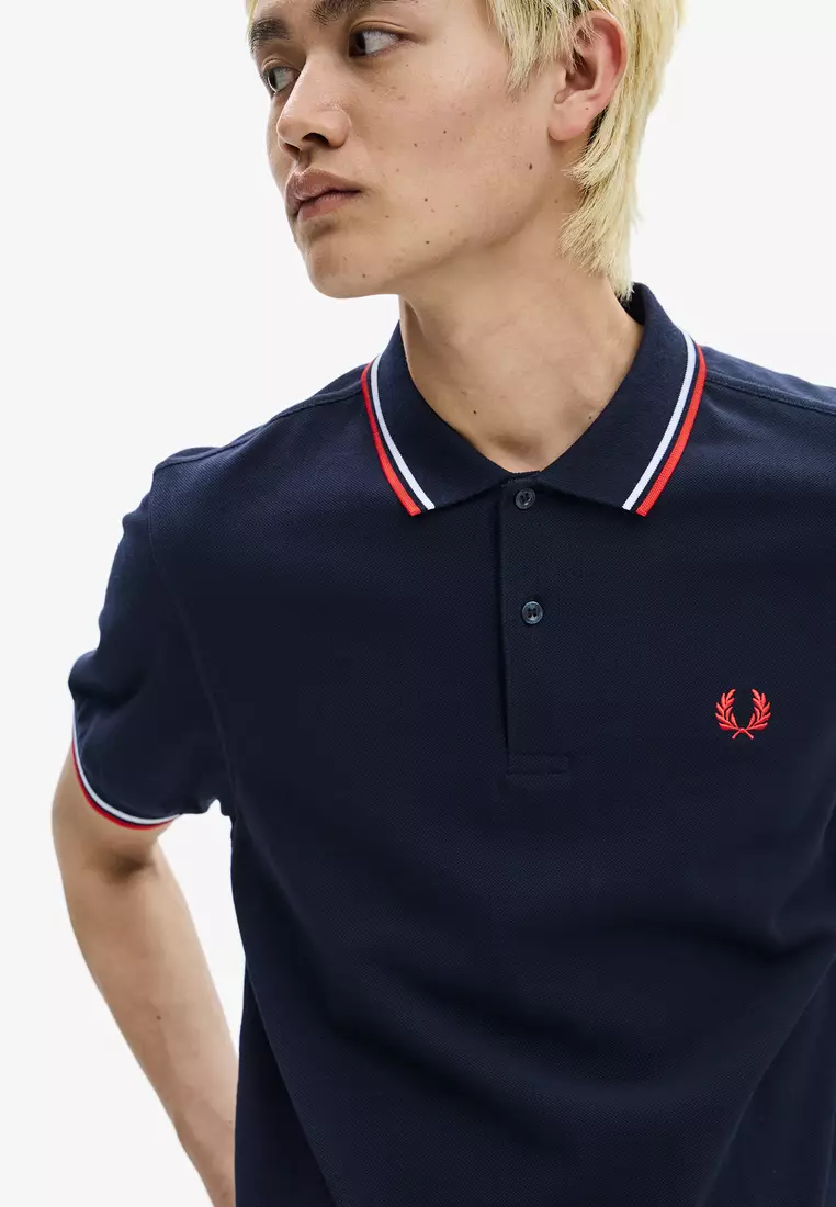 Fred Perry M3600 Twin Tipped Fred Perry Shirt (Navy/White/Red)