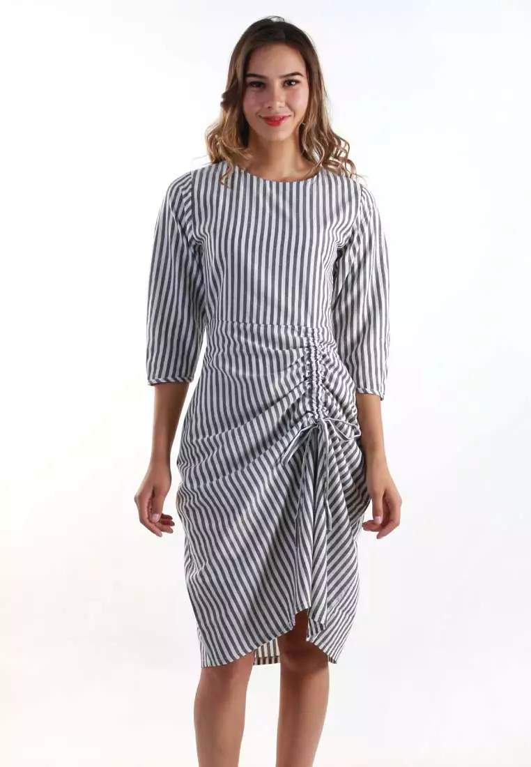 Shaved Stripe Midi Dress
