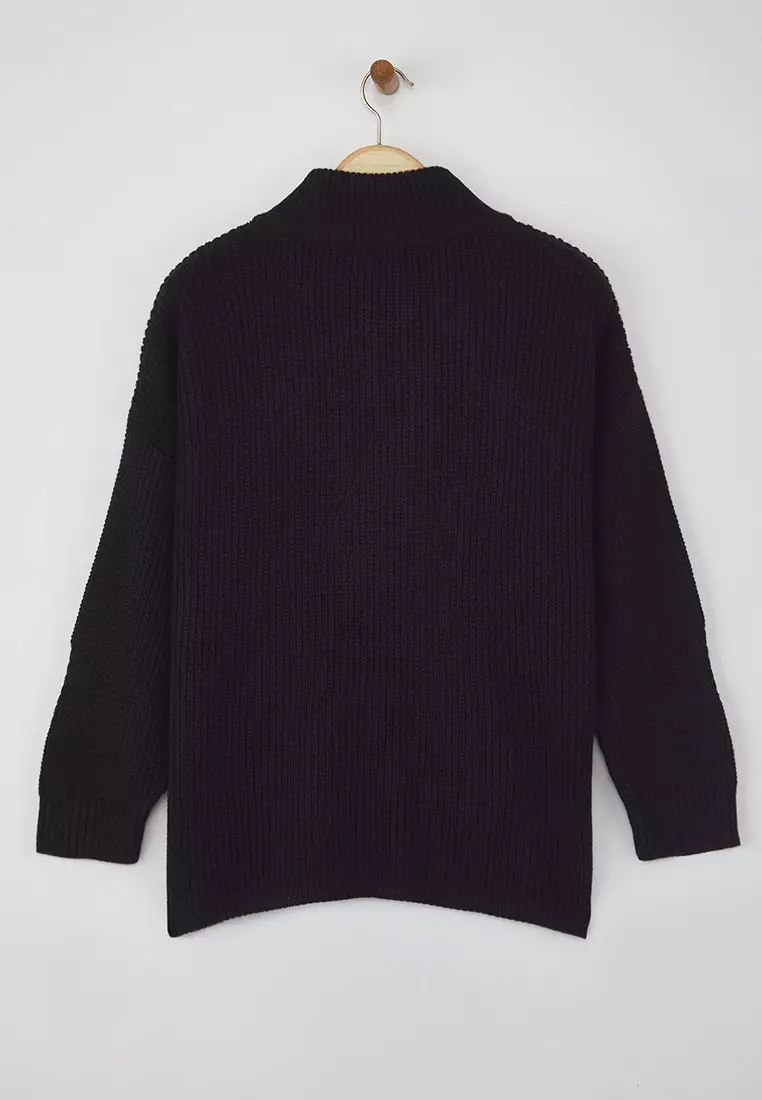 Plus Size Half-Zip Knit Sweater