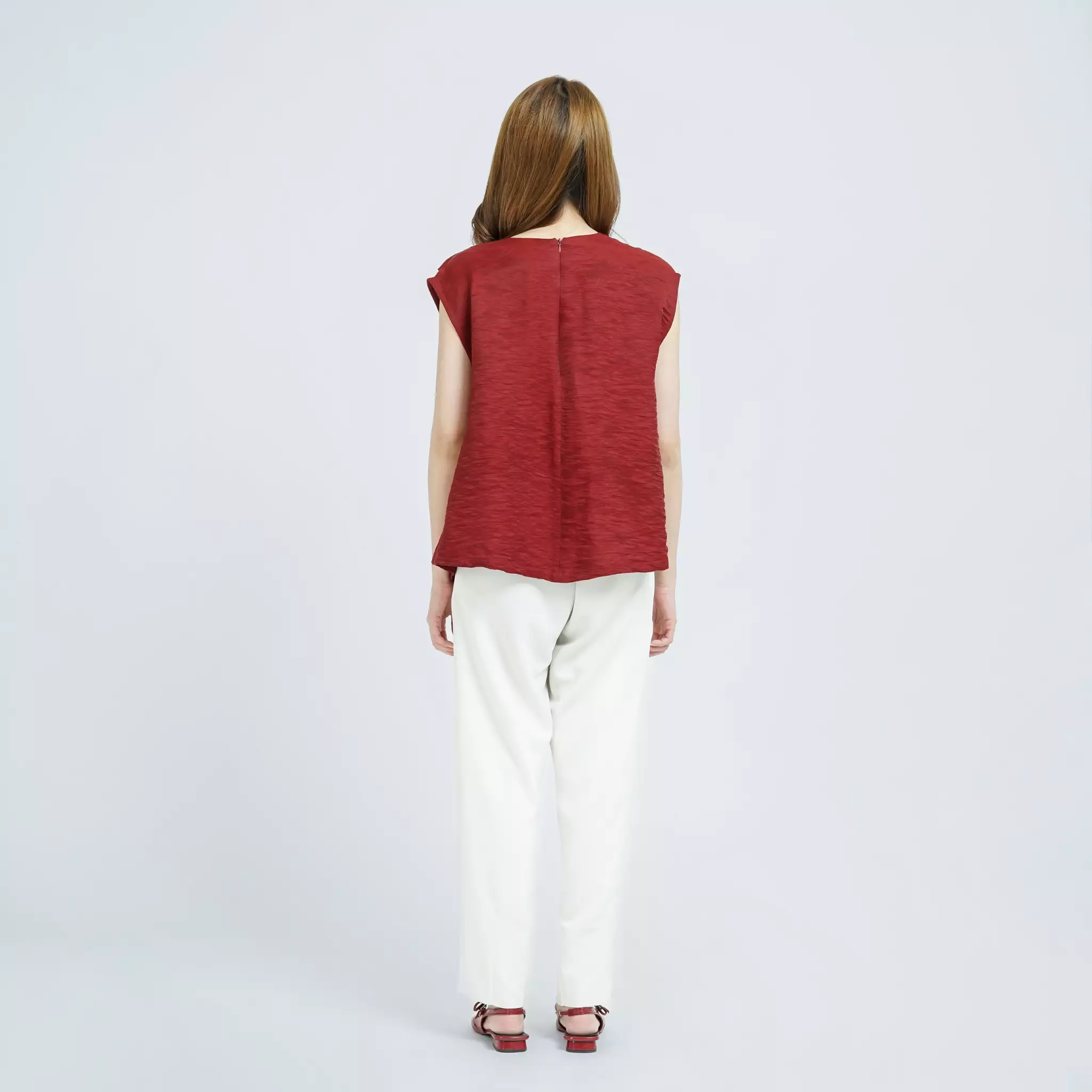 Abby Overlapping Layered Top Maroon