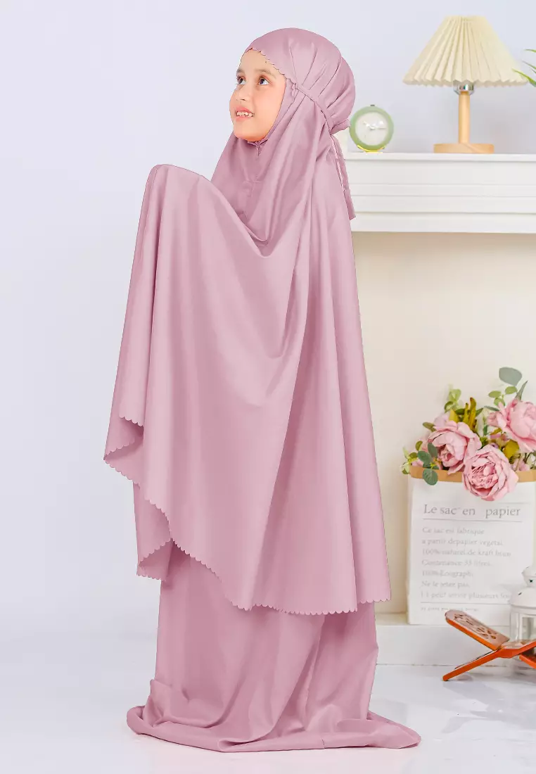 Zelena - Mukena Basic Sabira Lasercut 2in1 Prayer Set - Anak