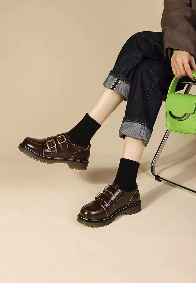 3.5CM Leather Monk Strap Shoes MZ2229-1