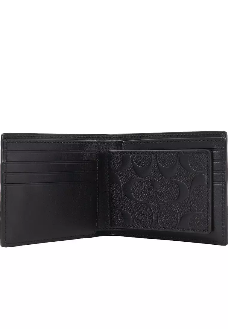 Mens 3 In 1 Wallet In Signature Leather - Black