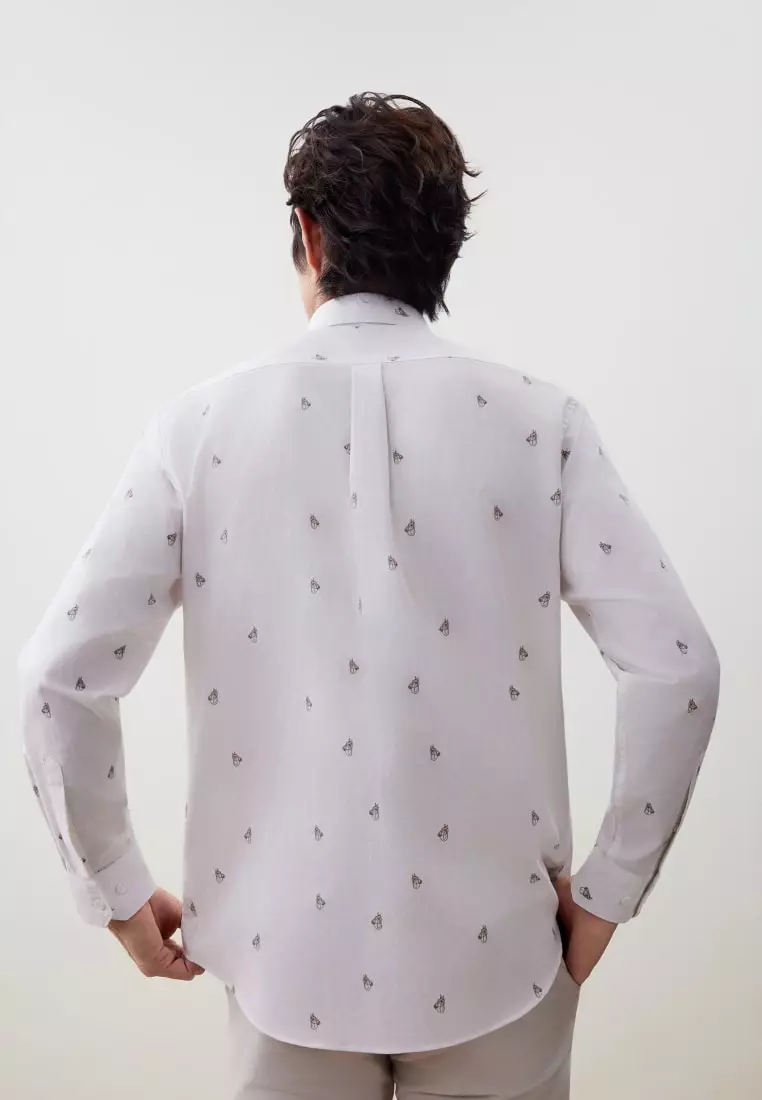 G2000 Wrinkle-Free Mini Horse Digital Print Comfort Fit Oxford Casual Shirt