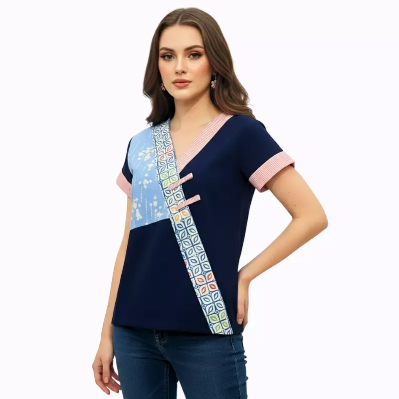 Blouse Batik Wanita - Bhatara Batik Melissa - Atasan Batik Modern Lengan Pendek