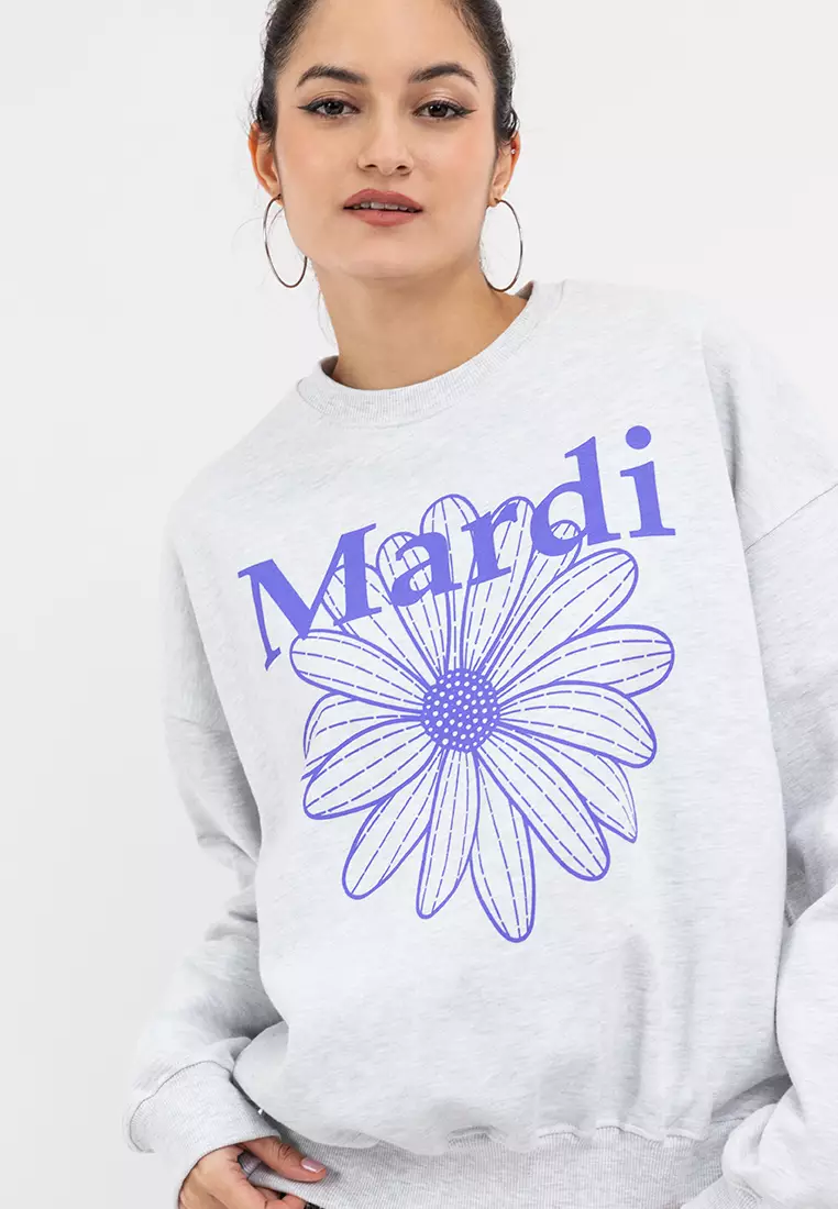 ●Mardi Mercredi●UNISEX SWEATSHIRT FLOWER_HEATHER PURPLE Buy Mardi Mercredi Sweatshirt Flower Mardi _Heather Purple