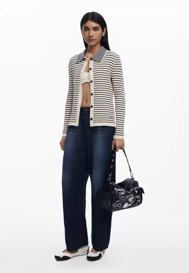 Medium faux leather shopper bag with letters