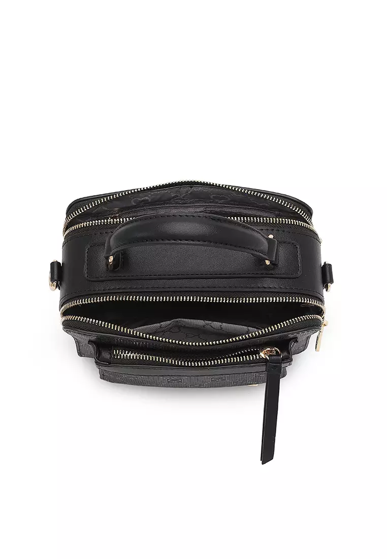Women's Monogram Top Handle Bag / Sling Bag / Crossbody Bag - Black