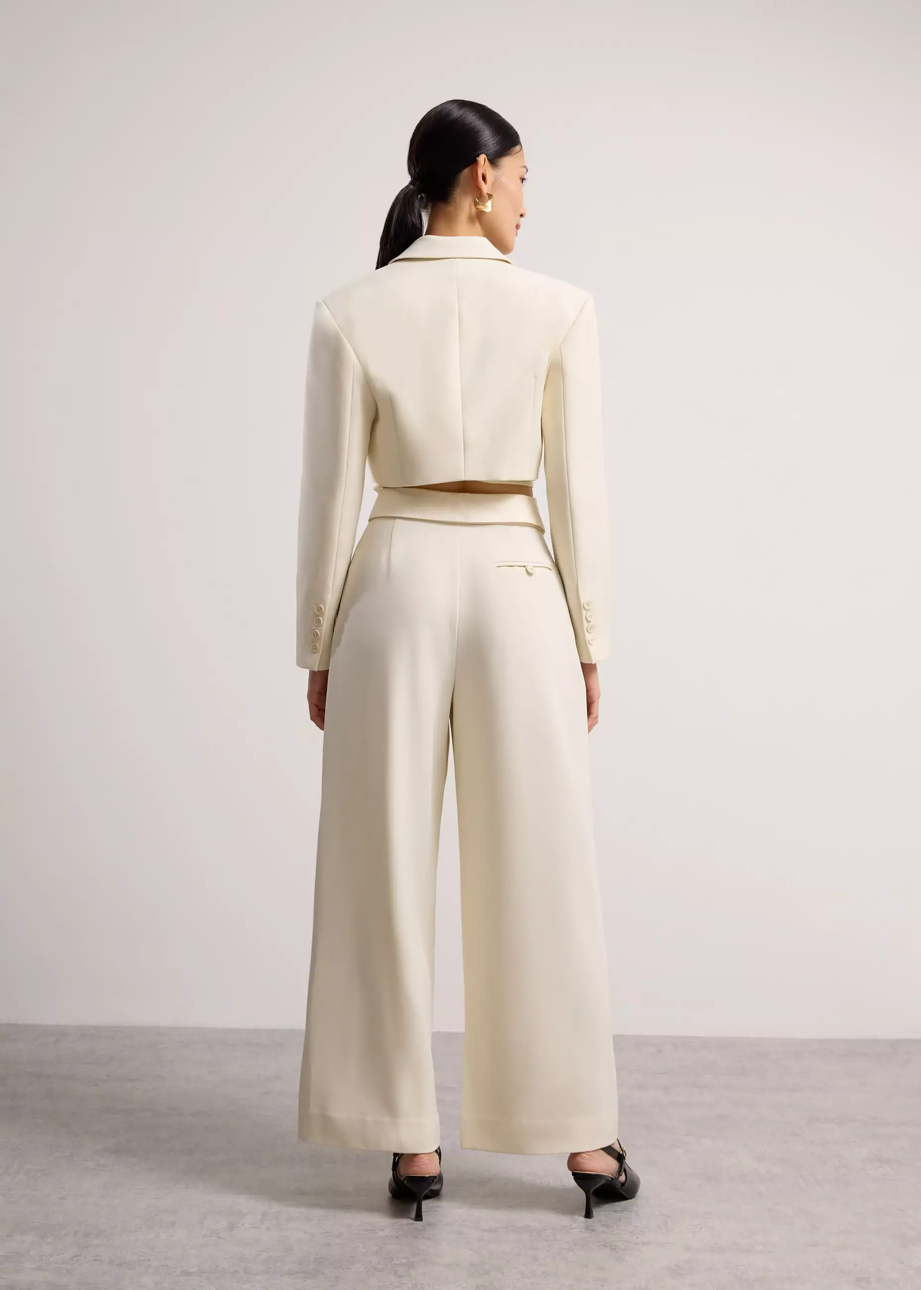 Celana Panjang Wanita - Detachable Waistband Flap Straight Leg Pants