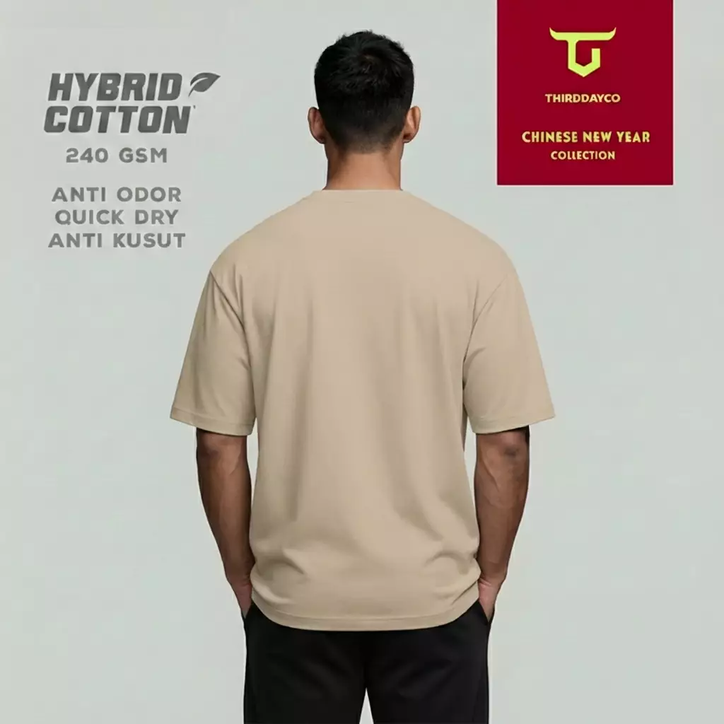 THIRDDAY Kaos Oversize Cheong Sam Imlek Sincia Hybrid Cotton 240gsm cream MTY91