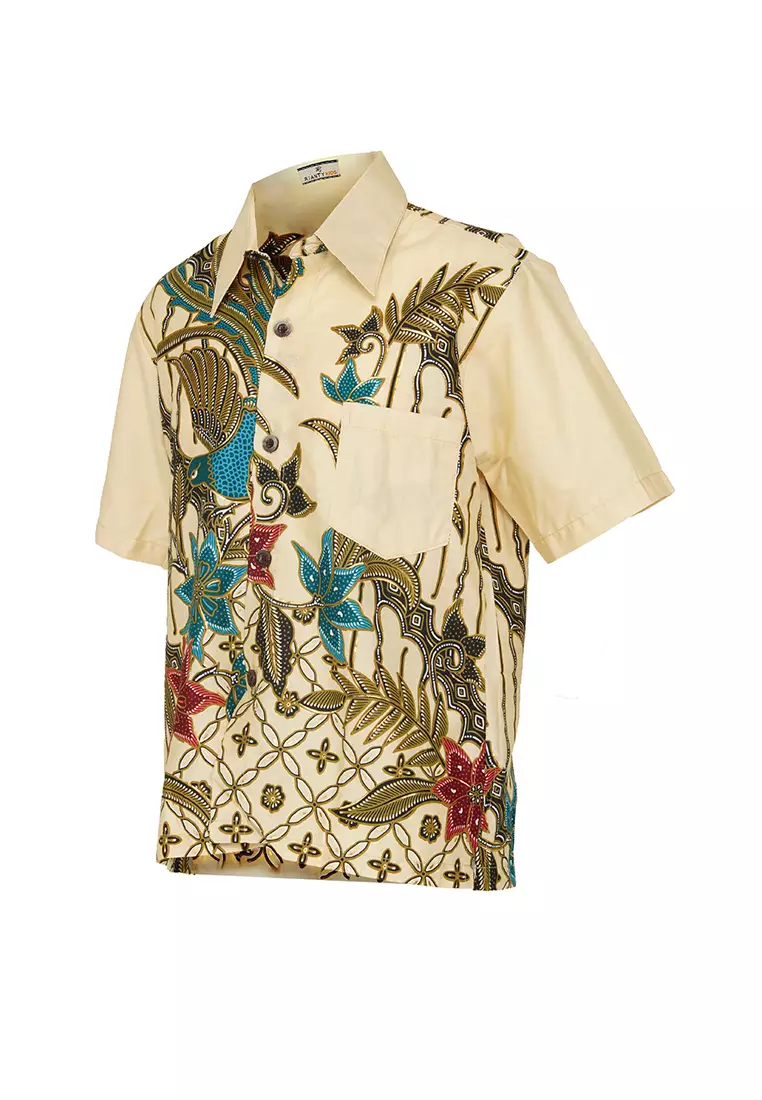 Baju Batik Anak Laki Laki Nayako Cream Lengan Pendek