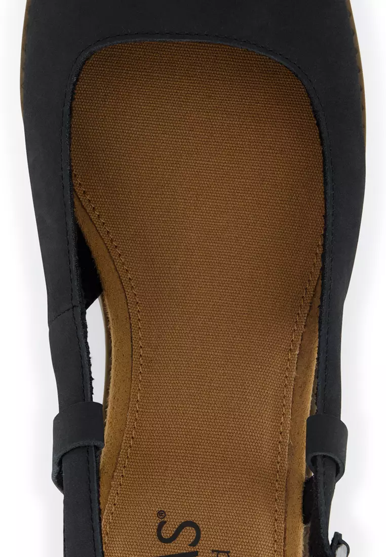 TOMS Women Jaclyn Slingback Black Nubuck Leather Heels