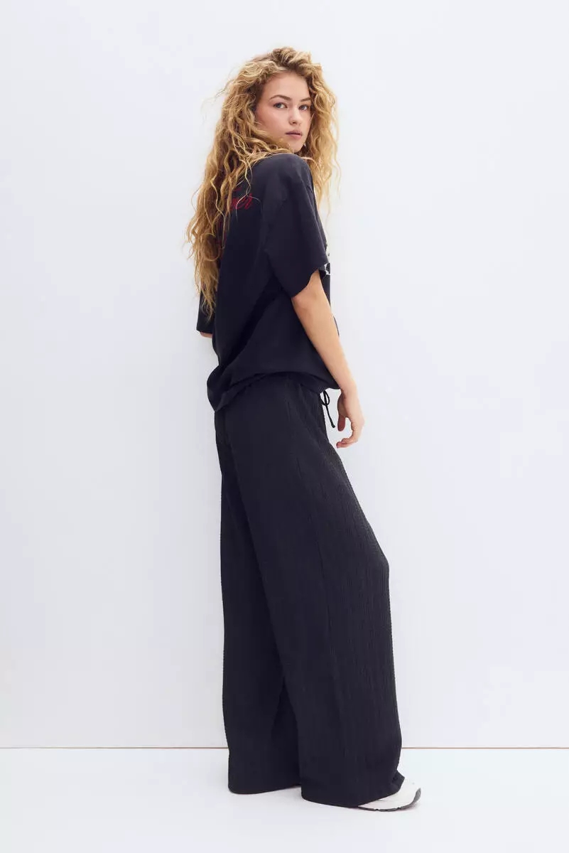 Textured jersey drawstring trousers
