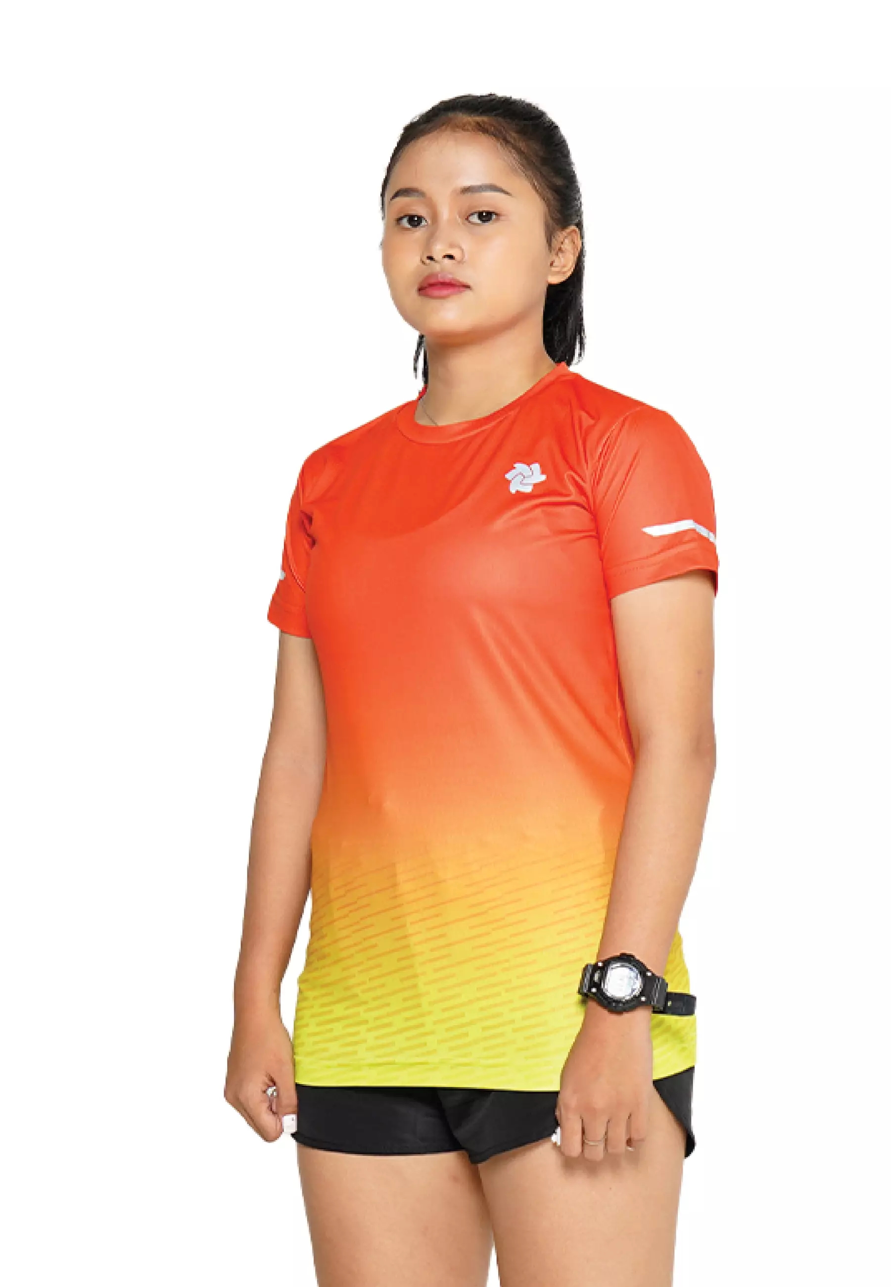 Tiento Baju Lari Ringan Jersey Running Anti UV Wanita Dry Fit Lengan Pendek Airlite Yellowflame