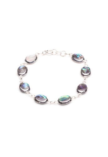 Millenne silver MILLENNE Multifaceted Abalone Shell Silver Charm Bracelet with 925 Sterling Silver 7BFA7AC2B41AB0GS_1