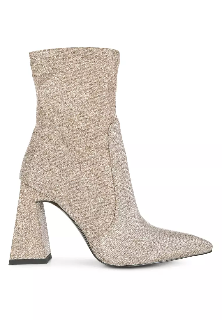 Gold block clearance heel boots