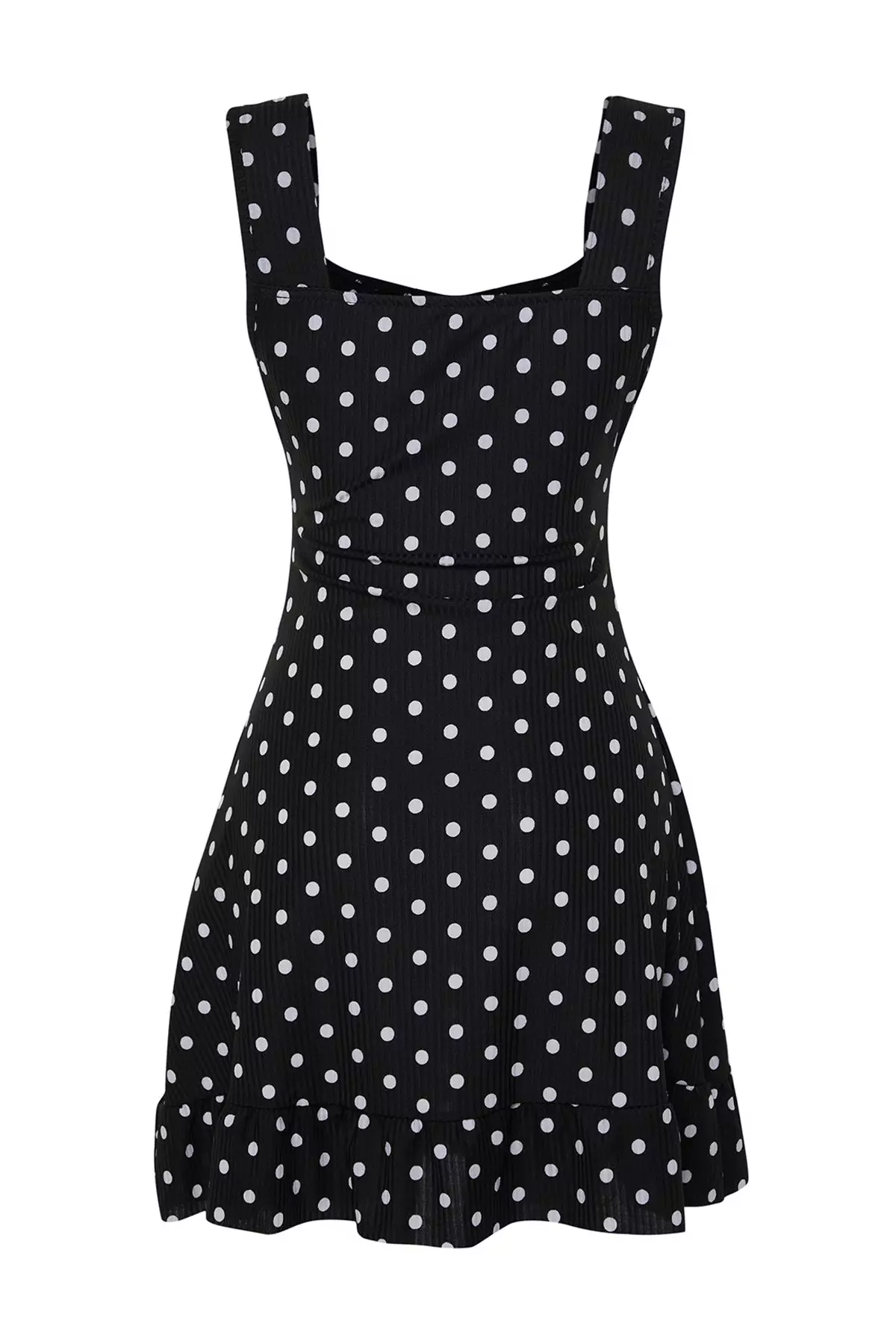 Black*001 Square Neck Flounce A-Line Mini Knitted Mini Dress TWOSS23EL00348