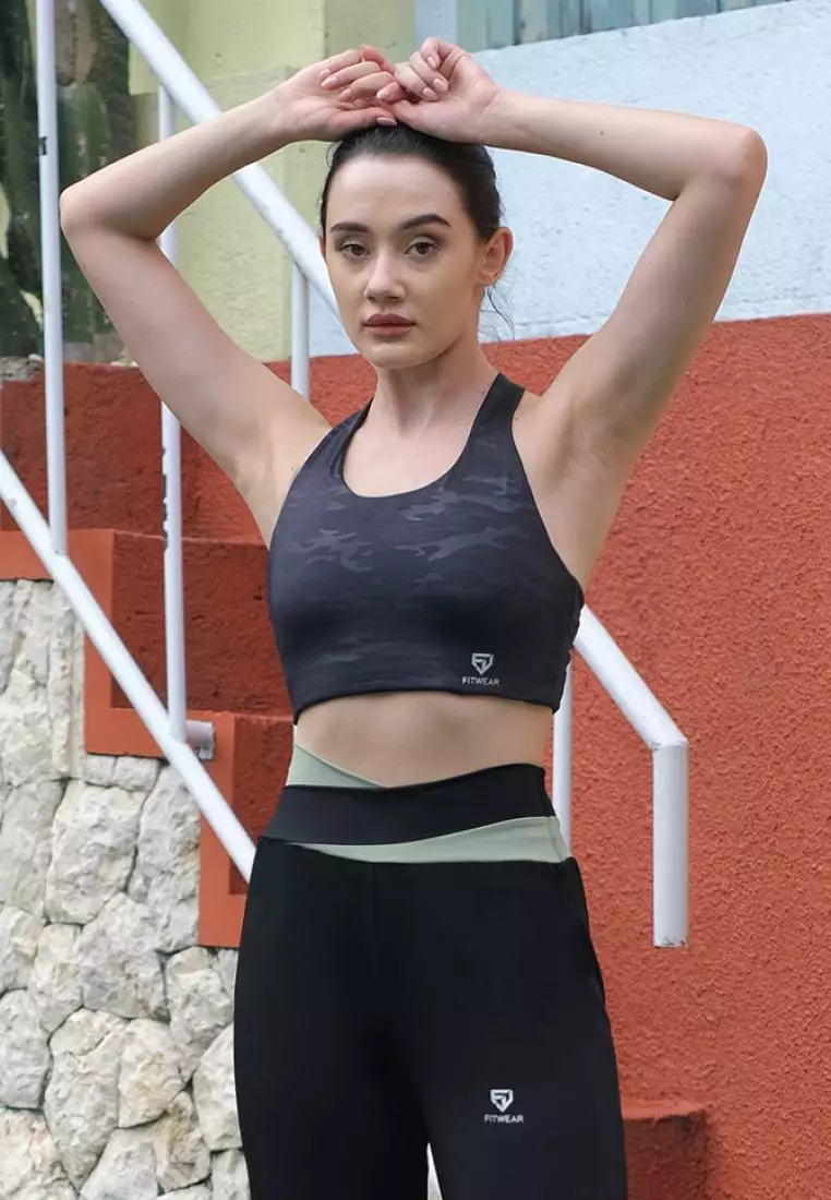 Fitwear - Sportbra Olahraga Wanita ANASTASIA [CROSS PLAIN] - CAMO EMBOS