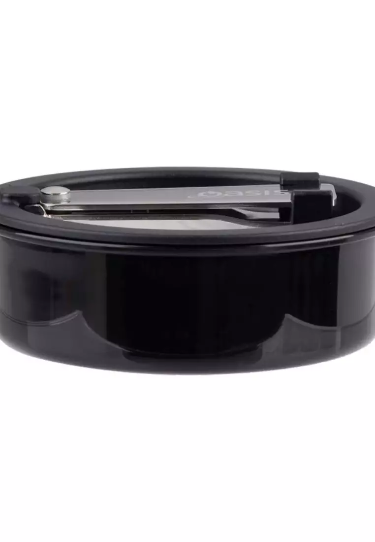 Oasis S/S Insulated Dual Compartment Food Jar W Handle And Spoon 700ML - Black