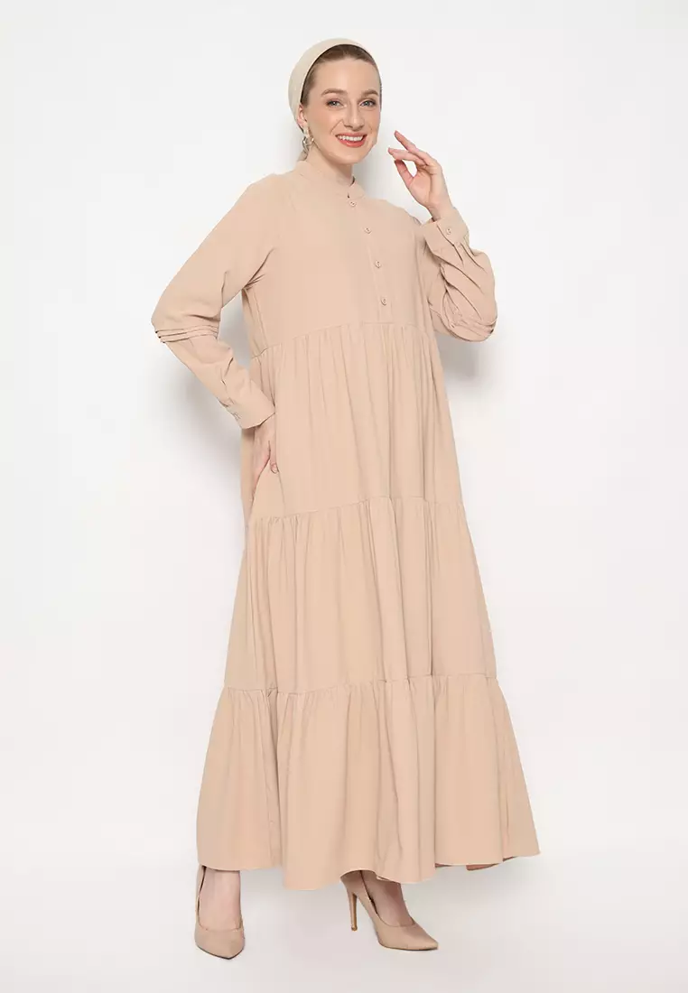 Mosleem Dress Peach Rayon Arlette By Brilliant Girl Warna Salem