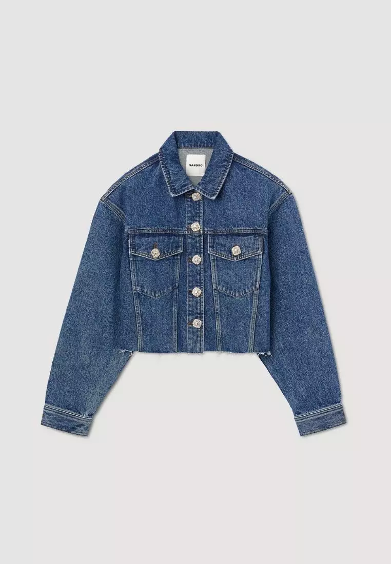 Buy Sandro Cropped Denim Jacket Online | ZALORA Malaysia