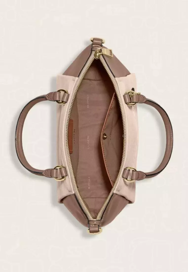 Coach Elise Satchel With Coach Badge Chalk Taupe