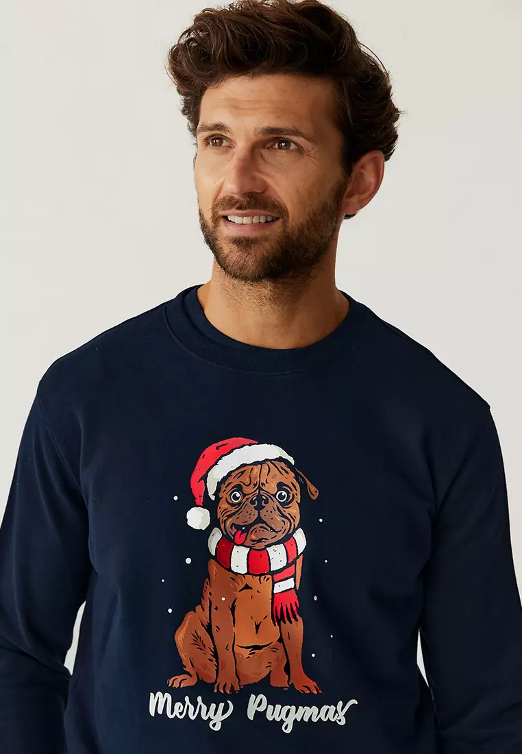Pure Cotton Pug Christmas Sweatshirt