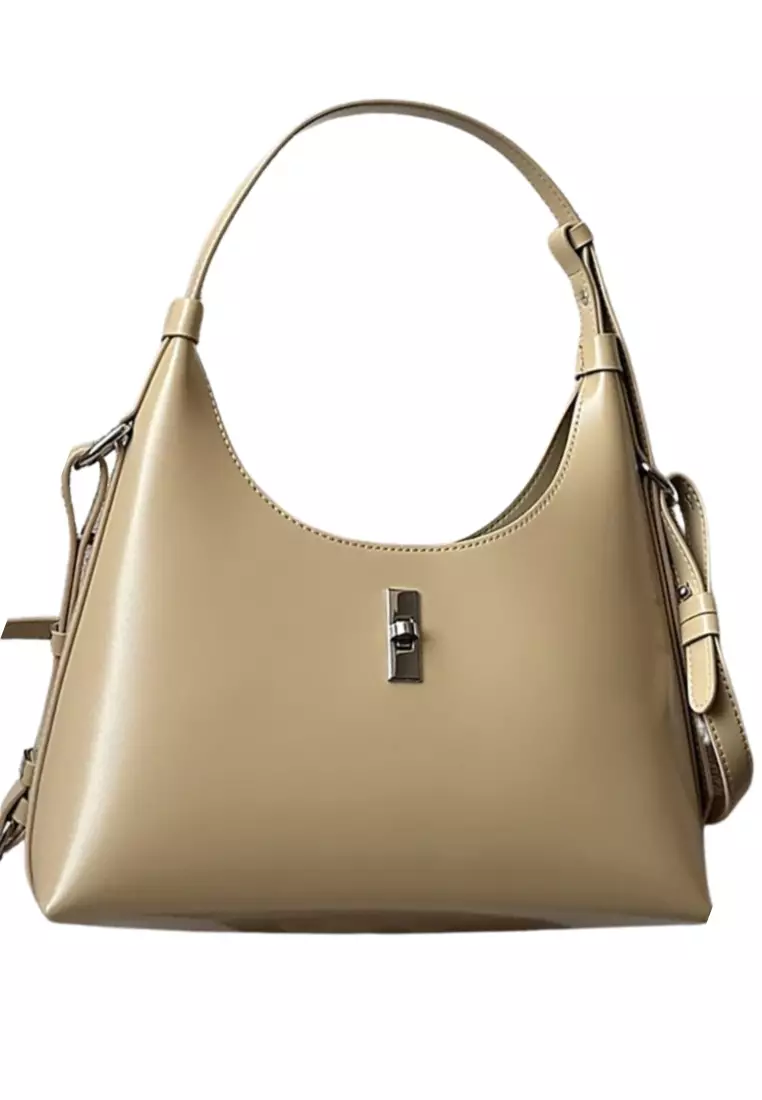 Women's Classic Cowhide Leather 2-Ways Crossbody Bags Axillary Bags