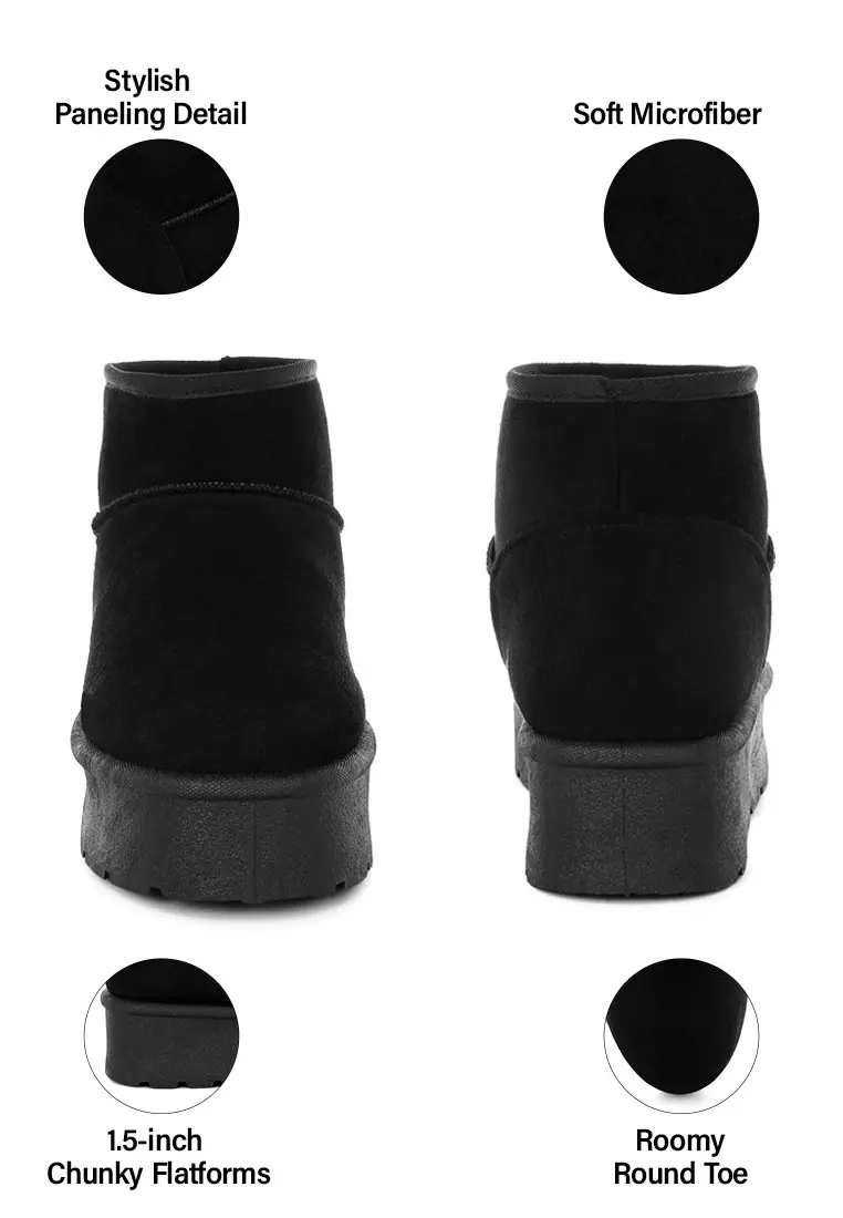 Soft Microfiber Snow Boots in Black