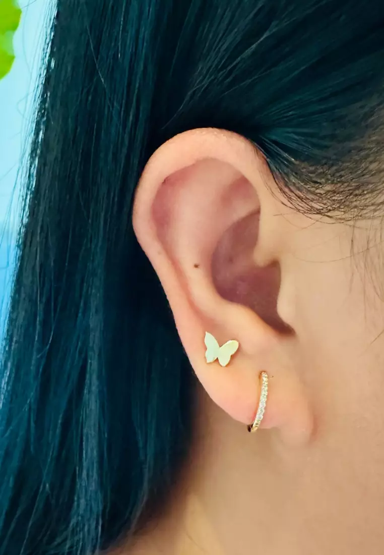 Pavé Diamond Small Hoops 18k Gold