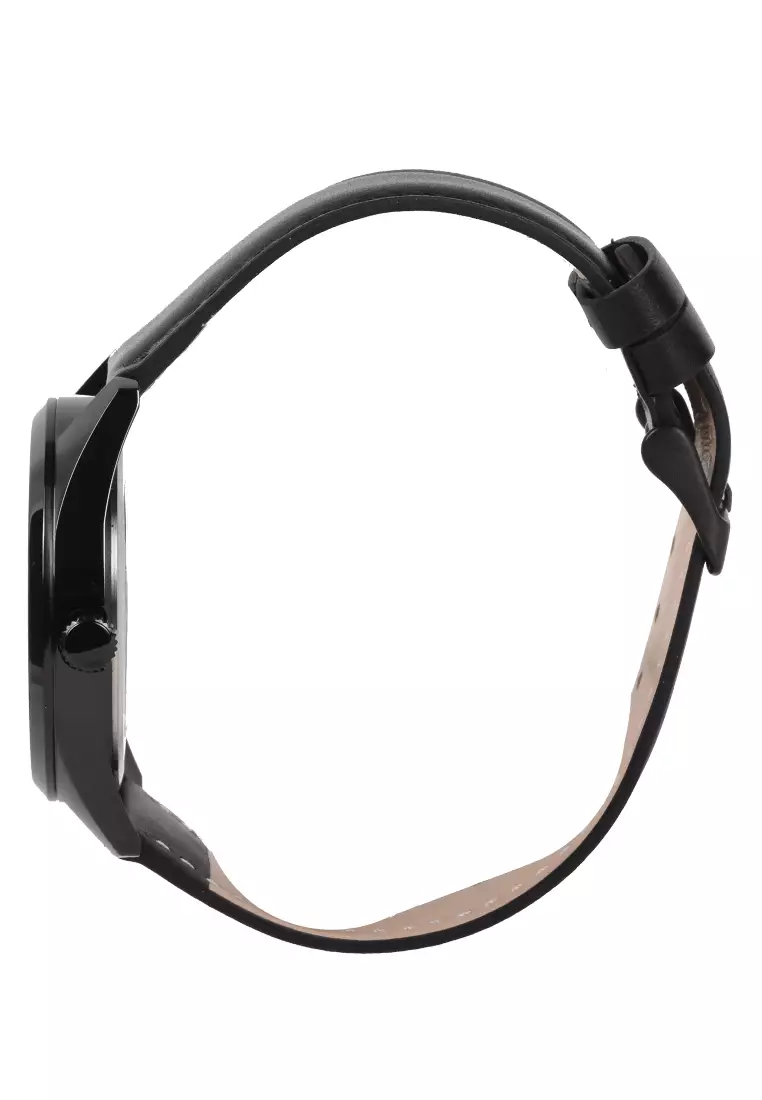 Alexandre Christie - Jam Tangan Analog Pria - Black Case Black Leather Strap - 1025MELIPBA