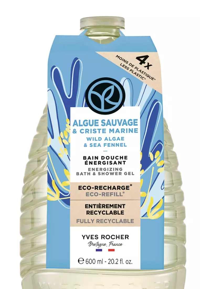 Wild Algae Energizing Shower Gel Refill - 600ml Natural, Hydrating Body Wash