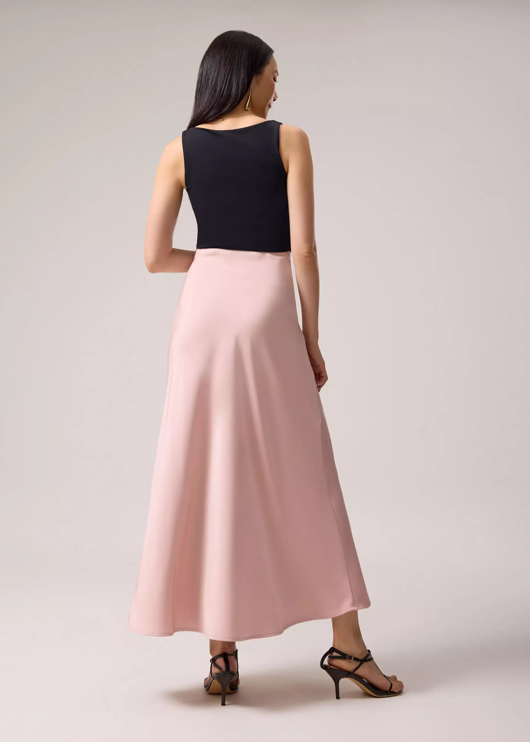 Rok Wanita - Elastic Satin High Waist Bias Cut Midaxi Skirt