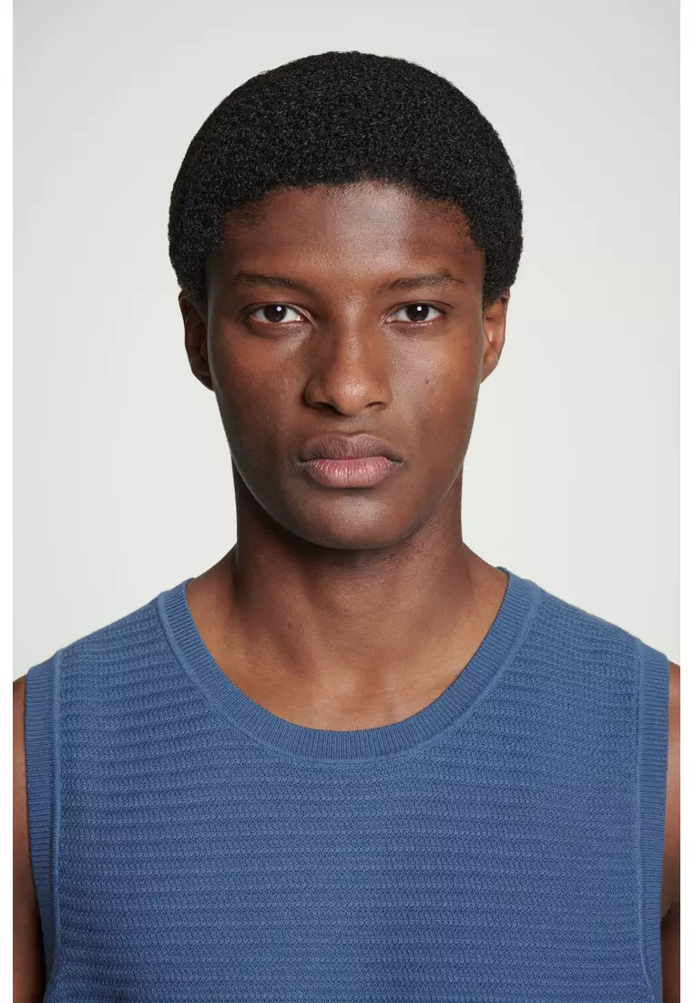 TEXTURED KNITTED COTTON TANK TOP