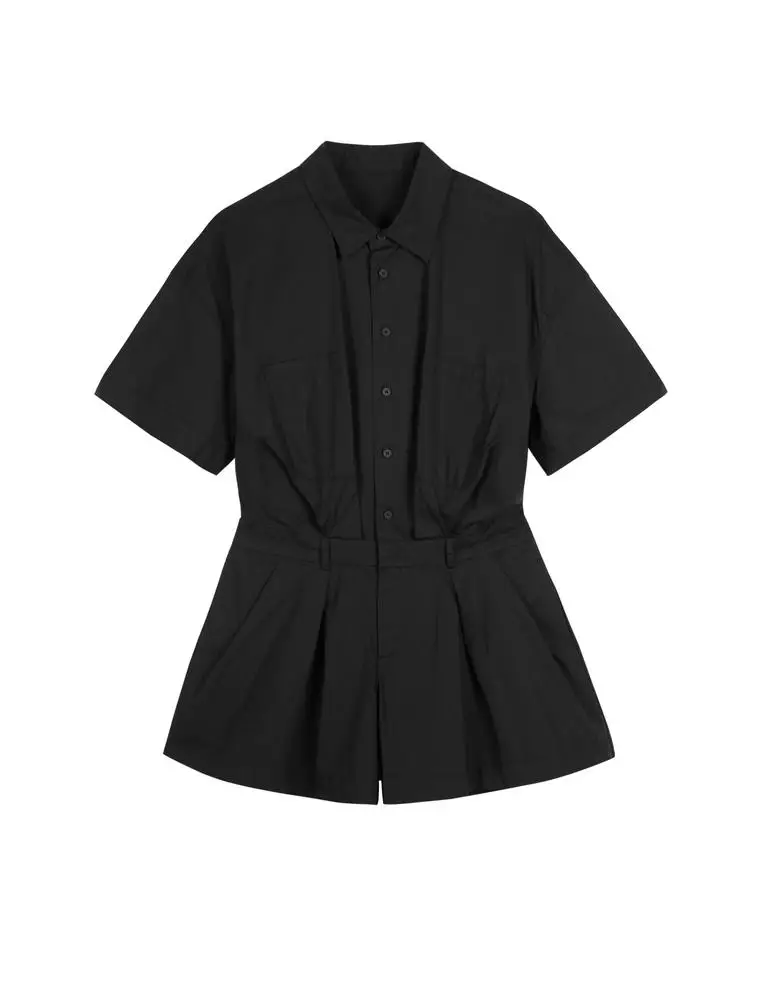 Short Sleeve Collared Utility Jumpsuit