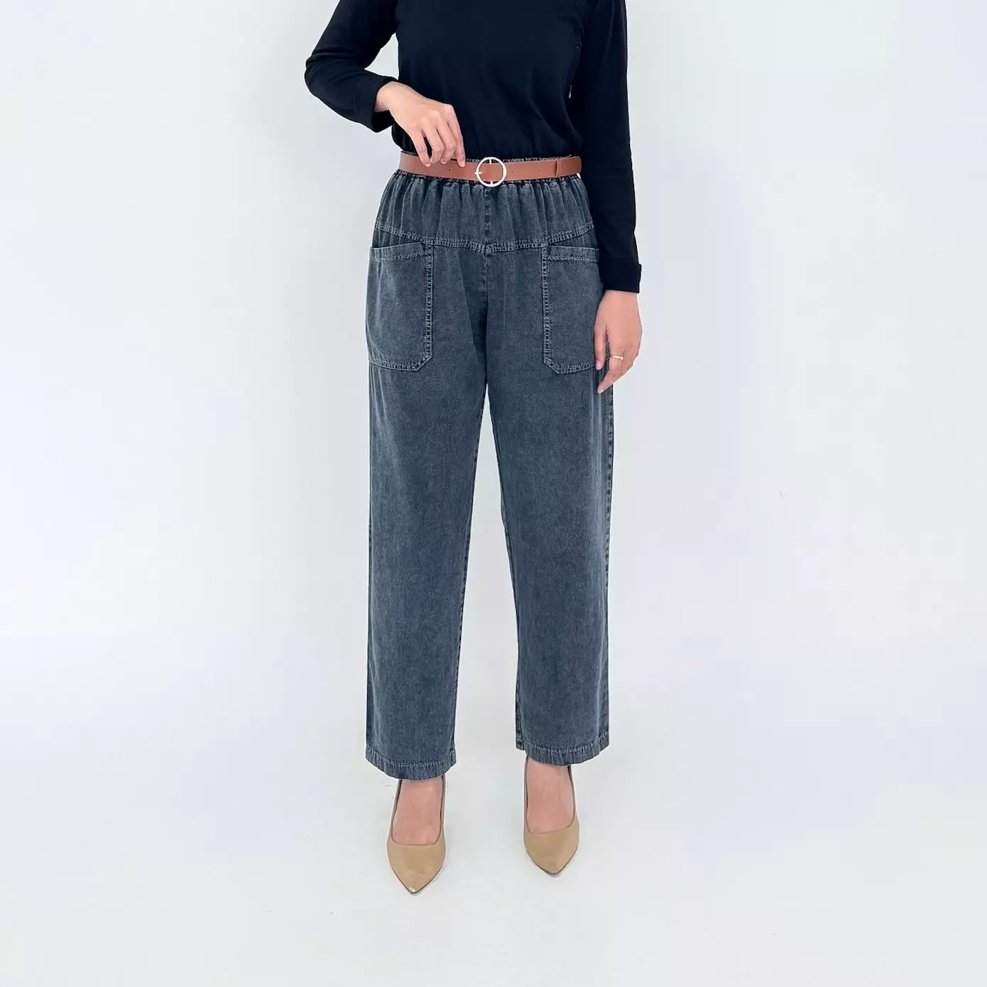 IZZA BAGGY DENIM PANTS Celana Panjang Soft Jeans Wanita