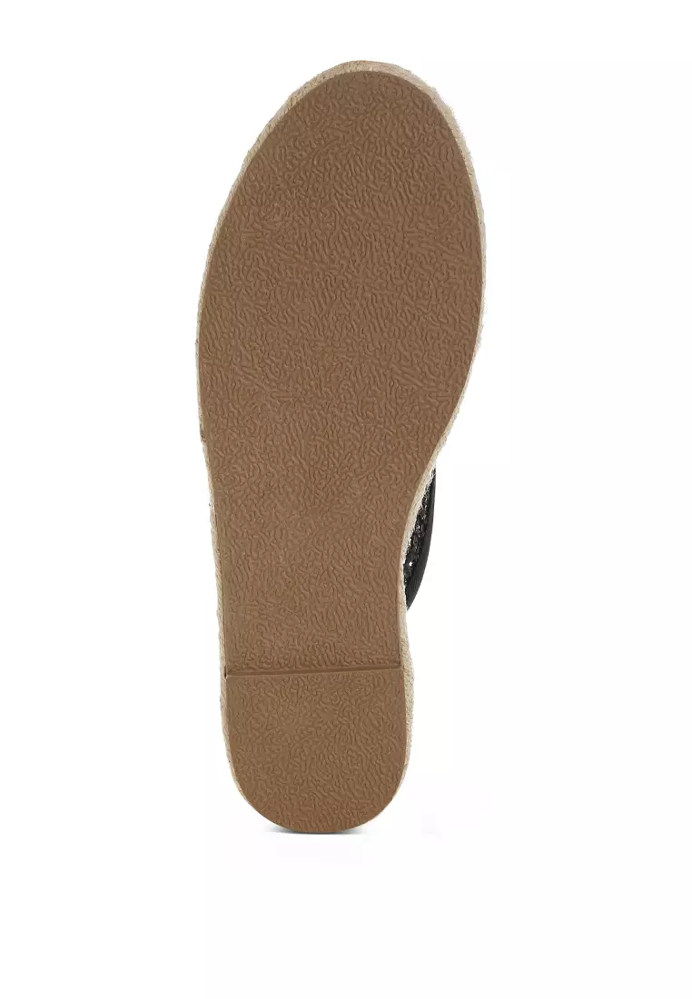 Raffia Espadrilles Mules in Black