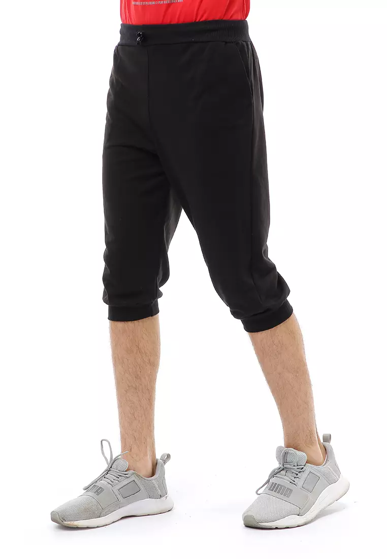Rishham Short Pants Celana Jogger Pendek Pria Trackpants Material Baby Terry ORIGINAL - Black