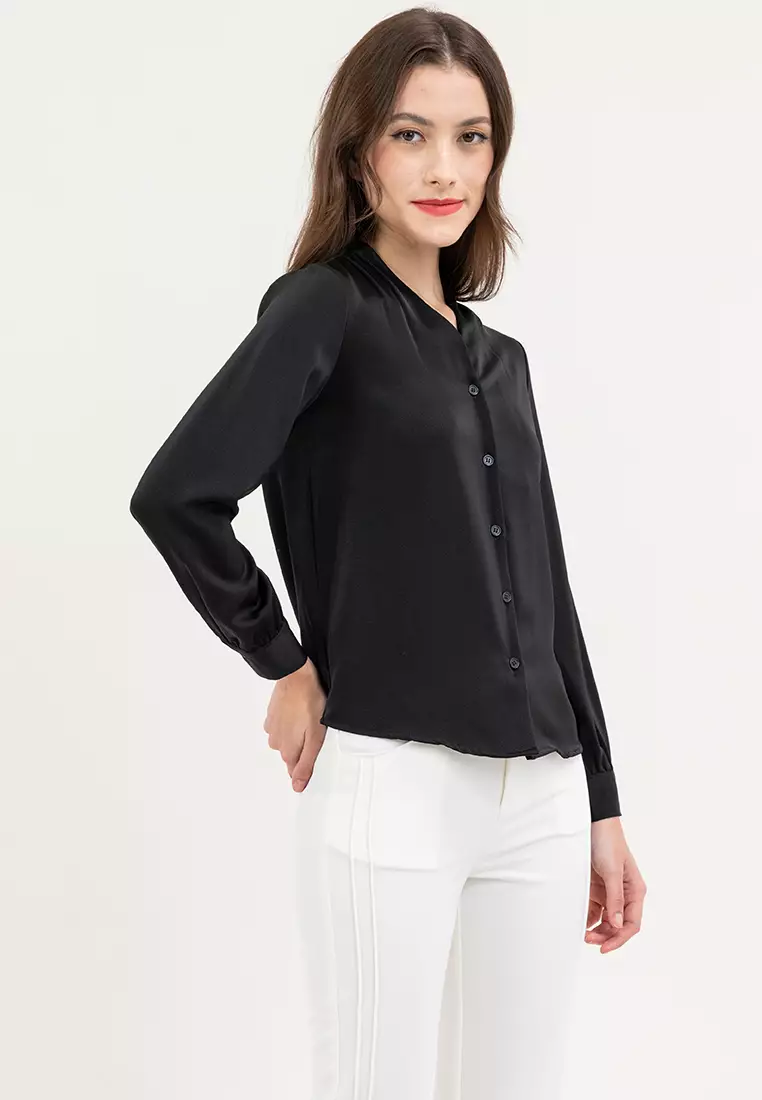 V-neck Button Up Blouse