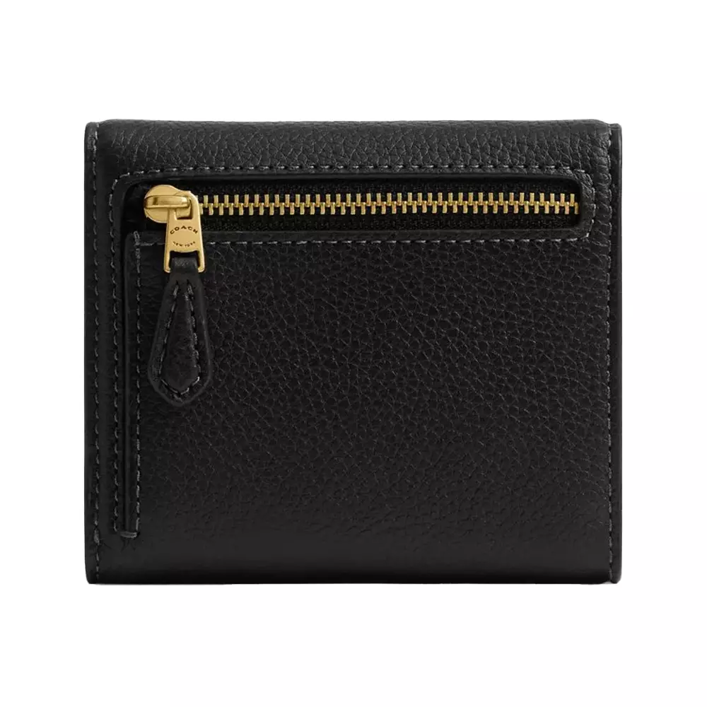Mila Small Flap Wallet Polish Pebble Leather Black