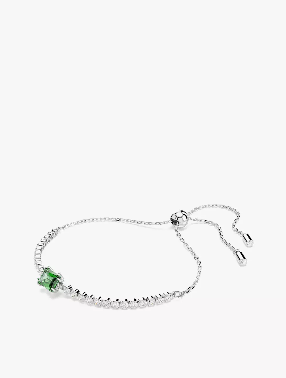 Matrix Tennis Bracelet, Mixed Cuts, Green, Rhodium Plated - Green