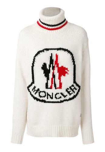 MONCLER Moncler Logo Patch Roll-Neck Sweater Dress in White | ZALORA ...