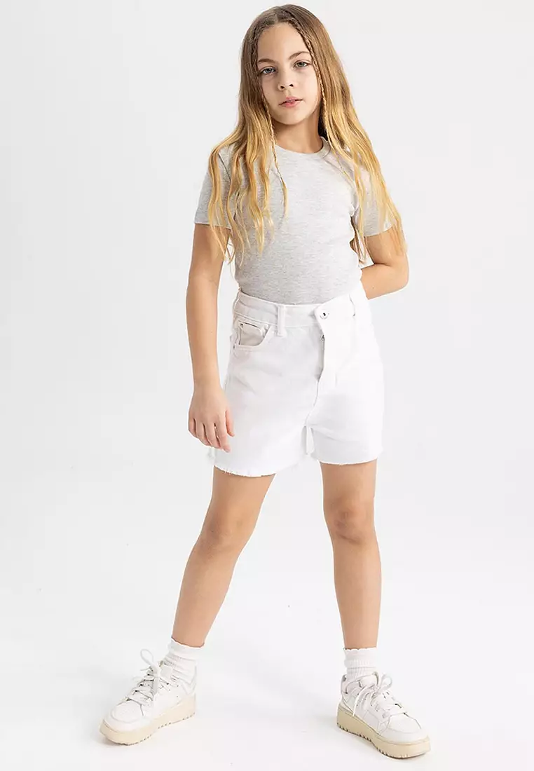 Slim Fit Slim Cut Crew Neck Ribbon Basic Plain Short Sleeve T-Shirt