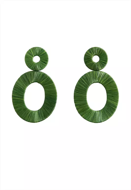 Natural Fibre Circular-Design Earrings