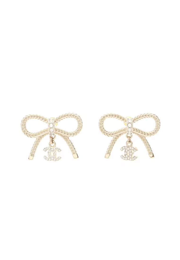 Chanel Coco Mark Ribbon Swing Pierced #301305C89B Excellent CHANEL hair accessory COCO Mark Logo Ribbon  main image 2