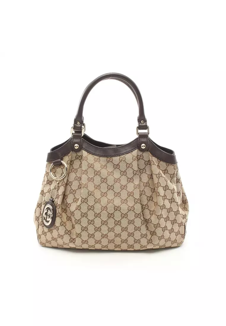 Buy Gucci Preloved Gucci sukiy GG canvas Handbag canvas leather beige
