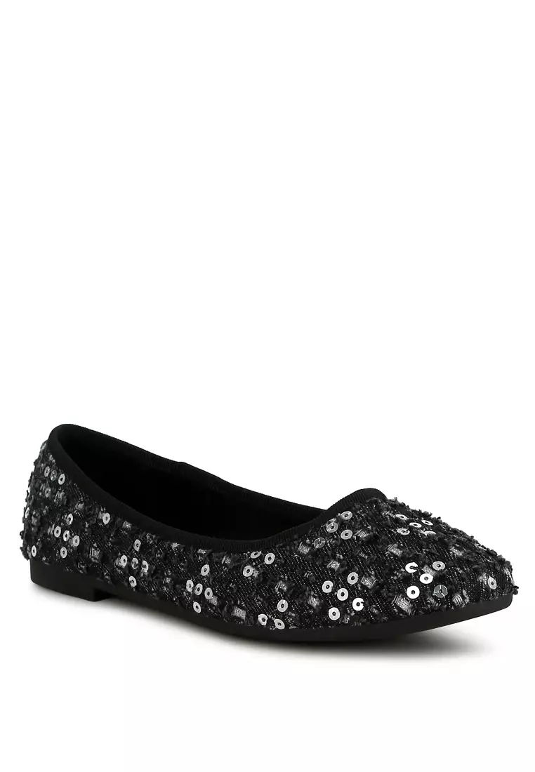 Black Sequin Ballet Flats