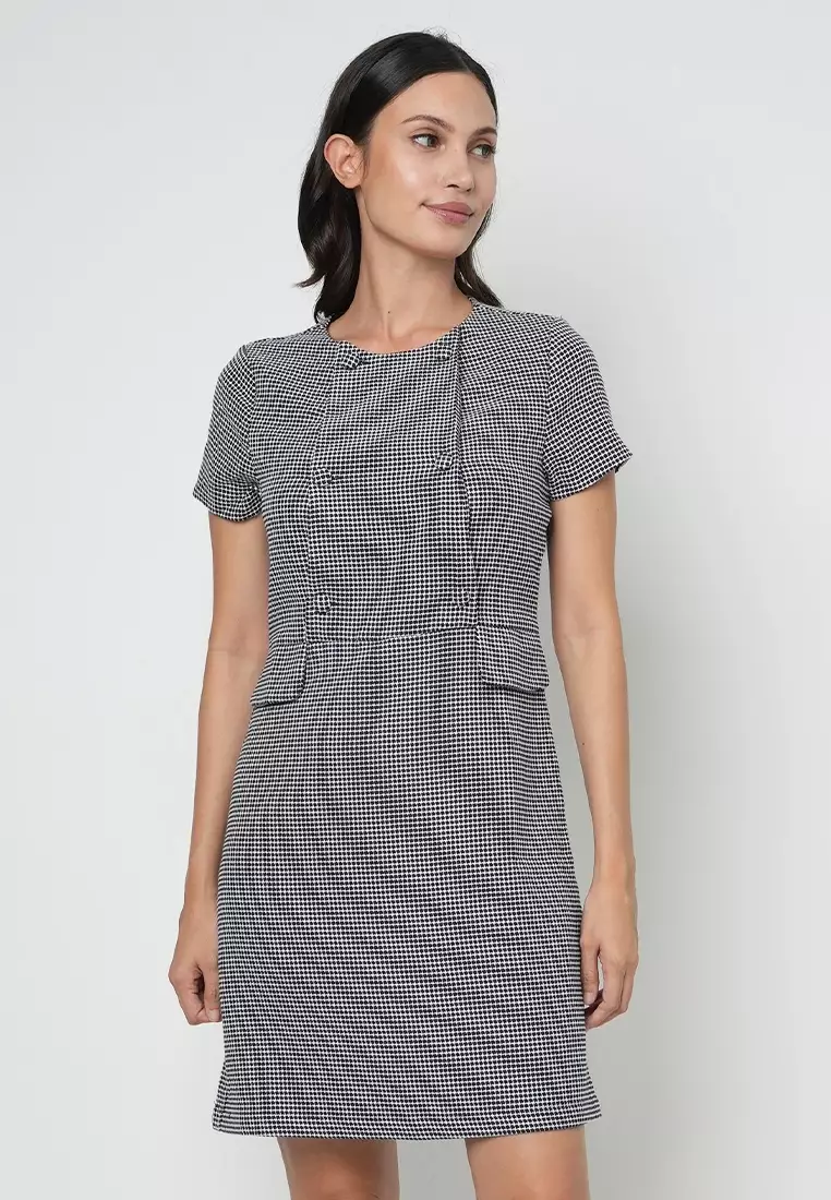 Valentine Printed Shift Dress with Button Details