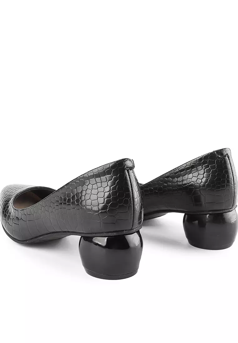 Celine Sepatu Pantofel Wanita Kantor Pumps - Black Croco