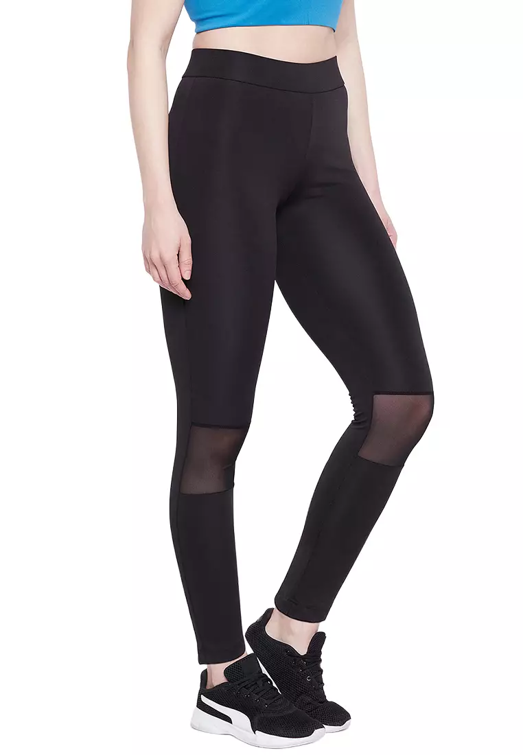 Snug Fit Active Tights in Black with Reflective Logo